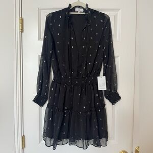 NSR Black and Silver Polka Dot Dress